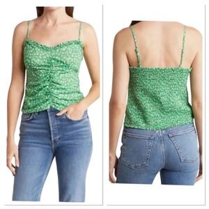 2x LUSH Green Floral Print Ruched Front Cami 2X NWOT